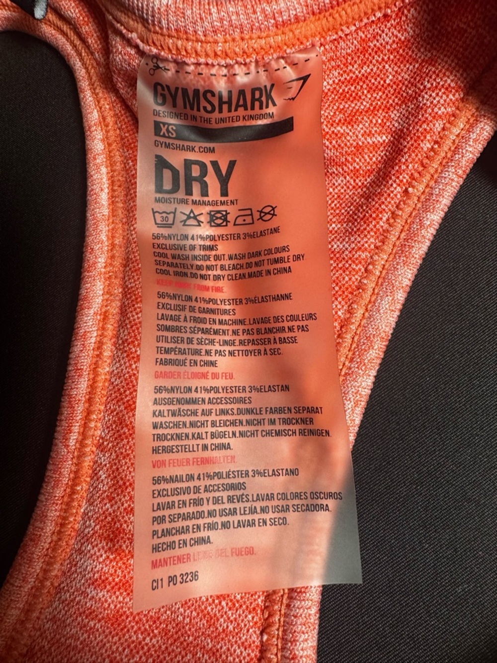 Gymshark Heathered Coral Racerback Sports Bra Athleisure Sporty - Picture 3 of 3